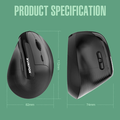 XUNSVFOX H5 Upright Vertical Dual Mode Mouse Rechargeable Wireless Business Office Mouse(Black) - Wireless Mice by XUNSVFOX | Online Shopping UK | buy2fix