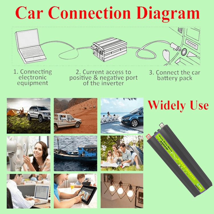 Gurxun 12V-220V 8000W Pure Sine Wave Inverter Car Single Digital Display Voltage Converter - Pure Sine Wave by Gurxun | Online Shopping UK | buy2fix