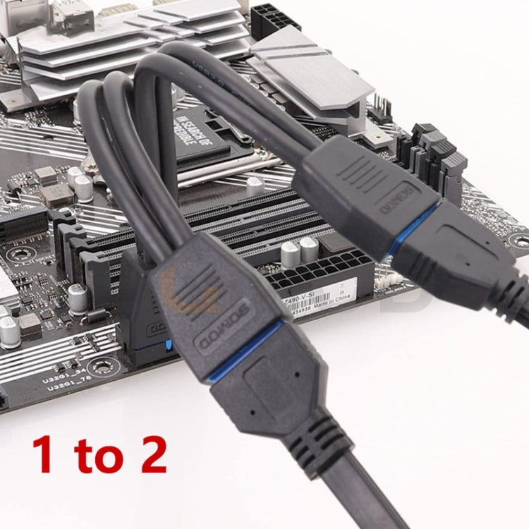 21cm Computer Motherboard 19 Pin USB3.0 One To Two Extension Cable - USB 3.0 by buy2fix | Online Shopping UK | buy2fix