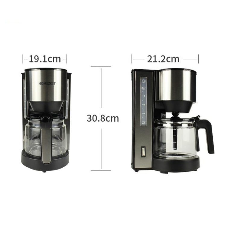 HOMEZEST 750W Drip Coffee Maker and Tea Brewer Stainless Steel Panel with 1.25L Glass Carafe, 12-Cup Large Capacity(Black EU Plug) - Coffee Tools by HOMEZEST | Online Shopping UK | buy2fix