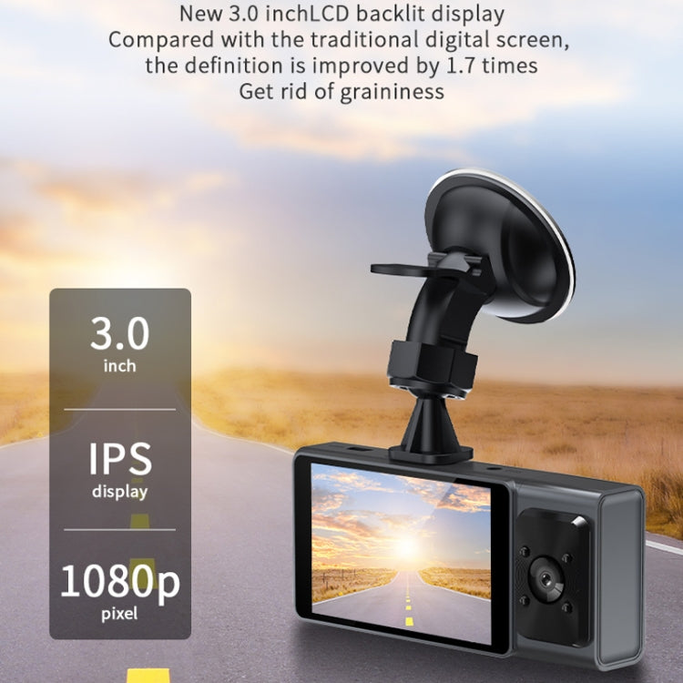 3 Camera Lens 3-inch IPS Screen WiFi Car Dash Cam 1080P Night Vision Dash Camera for Cars 64G - Car DVRs by buy2fix | Online Shopping UK | buy2fix