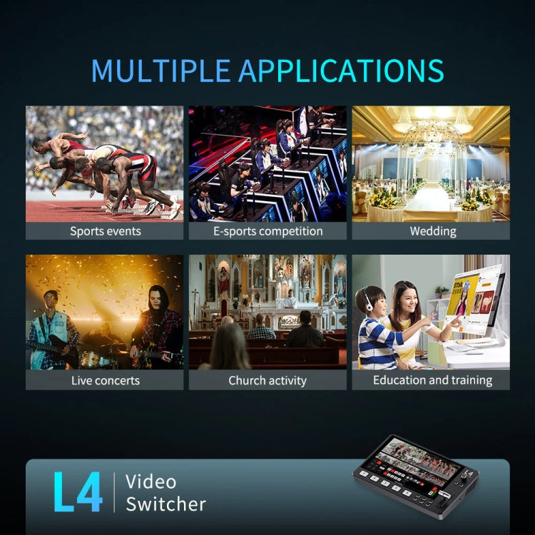 FEELWORLD L4 Multi-Camera Video Mixer Switcher 10.1" Touch Screen USB 3.0 Fast Streaming(US Plug) - On-camera Monitors by FEELWORLD | Online Shopping UK | buy2fix
