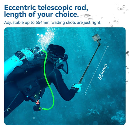 TELESIN WSS-001 65.4cm Aluminum Alloy Waterproof Ball Head Selfie Stick Diving Shooting Sports Camera Extension Stick - Extendable Pole by TELESIN | Online Shopping UK | buy2fix