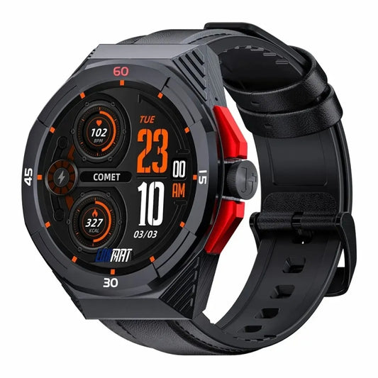 LOKMAT COMET2 PRO 1.46-Inch 5ATM Waterproof Bluetooth Call Smart Watch, Color: Black Leather - Smart Watches by LOKMAT | Online Shopping UK | buy2fix