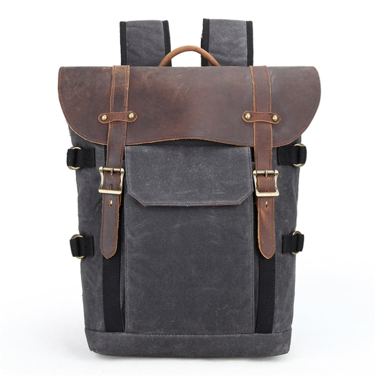 Vintage Camera Bag Waterproof  Canvas Backpack with Laptop Compartment Tripod Holder(Dark Gray) - Backpack by buy2fix | Online Shopping UK | buy2fix