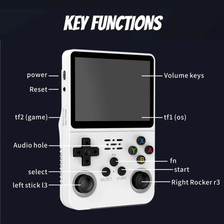 R36S Retro Handheld Game Console Linux System 3.5-Inch Screen Double TF Card Version 64G Gray Transparent - Pocket Console by buy2fix | Online Shopping UK | buy2fix