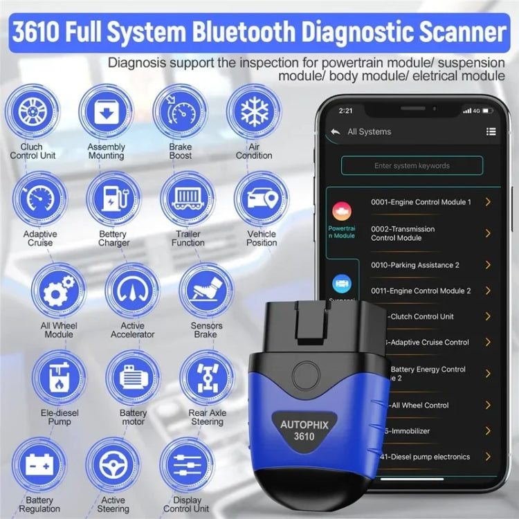 AUTOPHIX 3610 Bluetooth Car Full System Diagnostic Scanner For VW / AUDI / SKODA / SEAT - Electronic Test by AUTOPHIX | Online Shopping UK | buy2fix