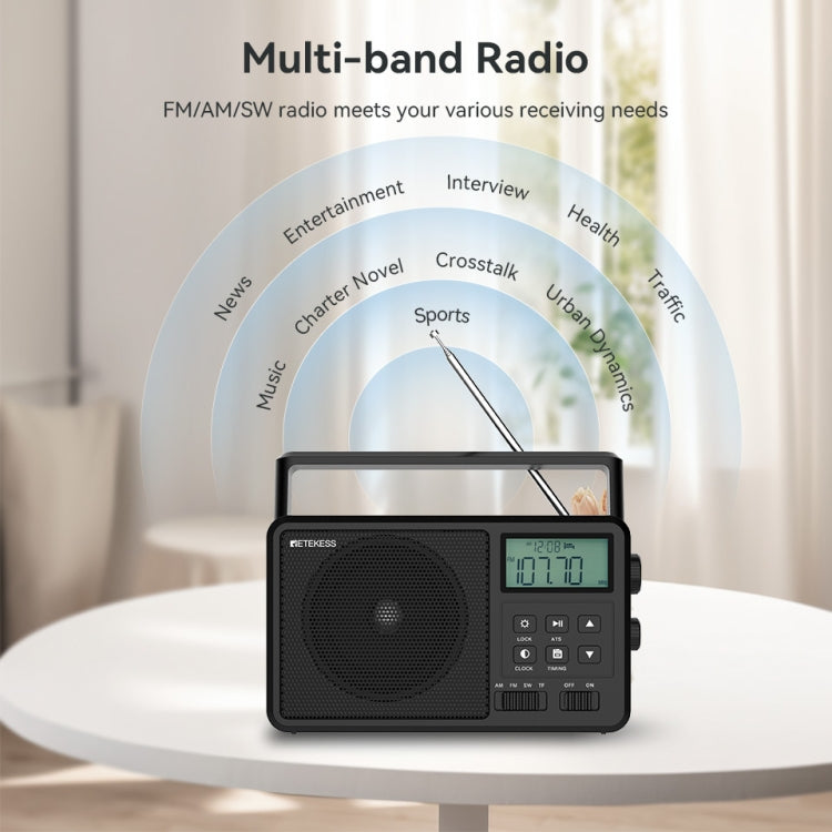 Retekess TR638 LCD Digital Display Full-Band Bluetooth FM Radio Support External Antenna(US Plug) - Radio Player by Retekess | Online Shopping UK | buy2fix