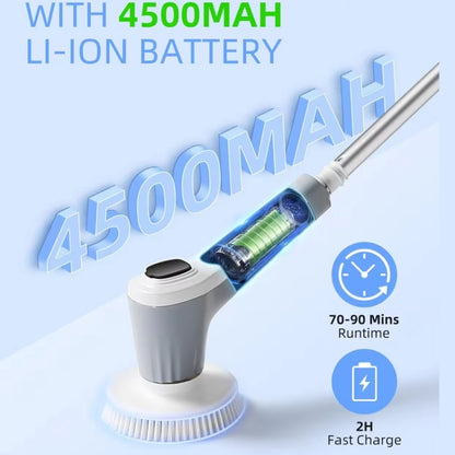 7 In 1 Automatic Water Spray Electric Spin Scrubber 53 Inch Cordless Rechargeable Cleaning Brush - Sponges, Cloths & Brushes by buy2fix | Online Shopping UK | buy2fix