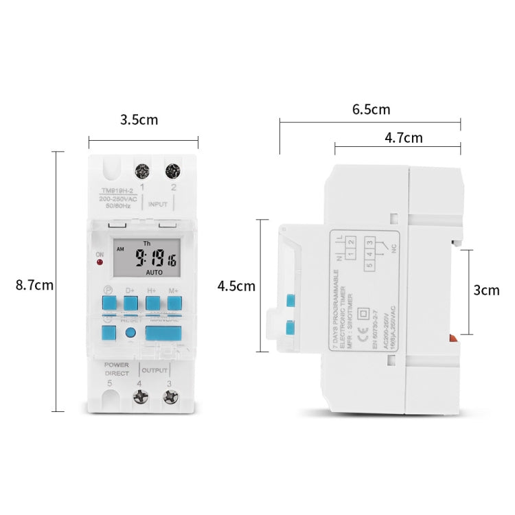 SINOTIMER TM919HK 85-265V AC 16A DIN Rail 4 Pins Voltage Output Digital Switch Timer Automatic Cycle Timing Controller - Switch by SINOTIMER | Online Shopping UK | buy2fix