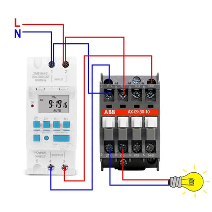 SINOTIMER TM919HK 85-265V AC 16A DIN Rail 4 Pins Voltage Output Digital Switch Timer Automatic Cycle Timing Controller - Switch by SINOTIMER | Online Shopping UK | buy2fix