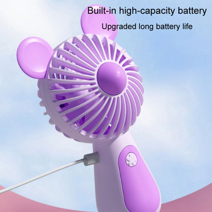 Cute Cartoon Handheld Small Fan Mini Portable USB Charging Fan, Size: Bear(Purple) - Electric Fans by buy2fix | Online Shopping UK | buy2fix