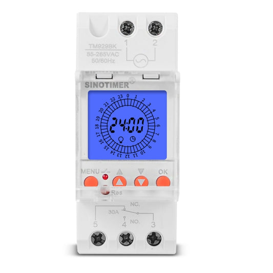 SINOTIMER  TM929BKL 85-265V 30A 24hrs Digital Analogue Din Module Time Switch With Backlight - Switch by SINOTIMER | Online Shopping UK | buy2fix