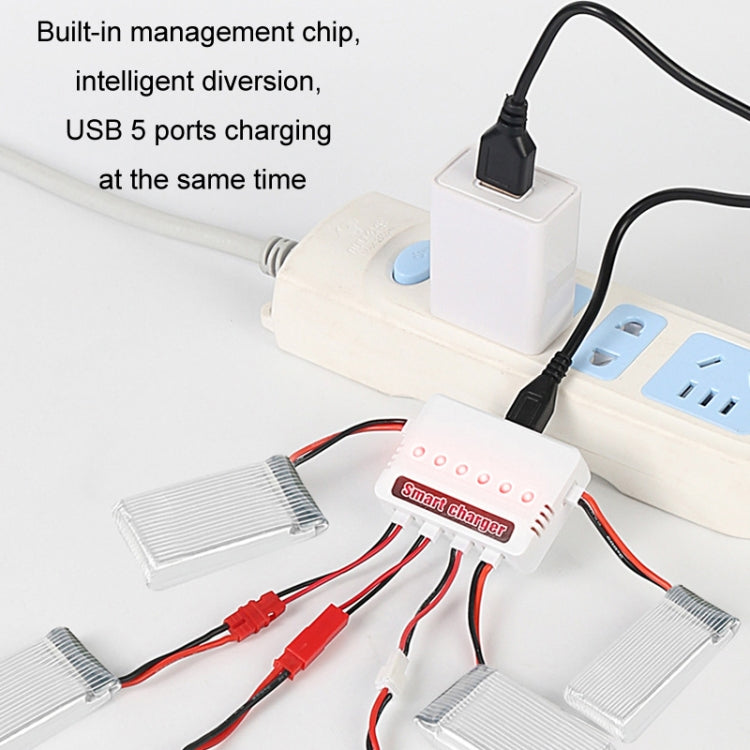 One To Six 3.7V Lithium Battery Drone USB Charger, Color: White XH4.0 Port - Charger by buy2fix | Online Shopping UK | buy2fix