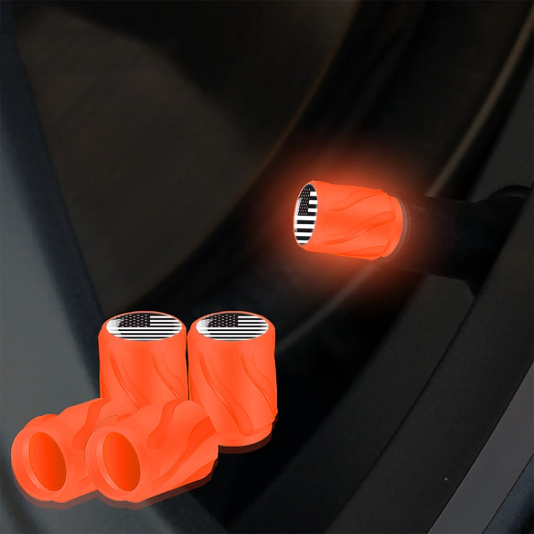 4pcs /Set Luminous Car Motorcycle Tire Modified Valve Cap, Color: Orange Red Black Flag - Tire Valve Caps by buy2fix | Online Shopping UK | buy2fix