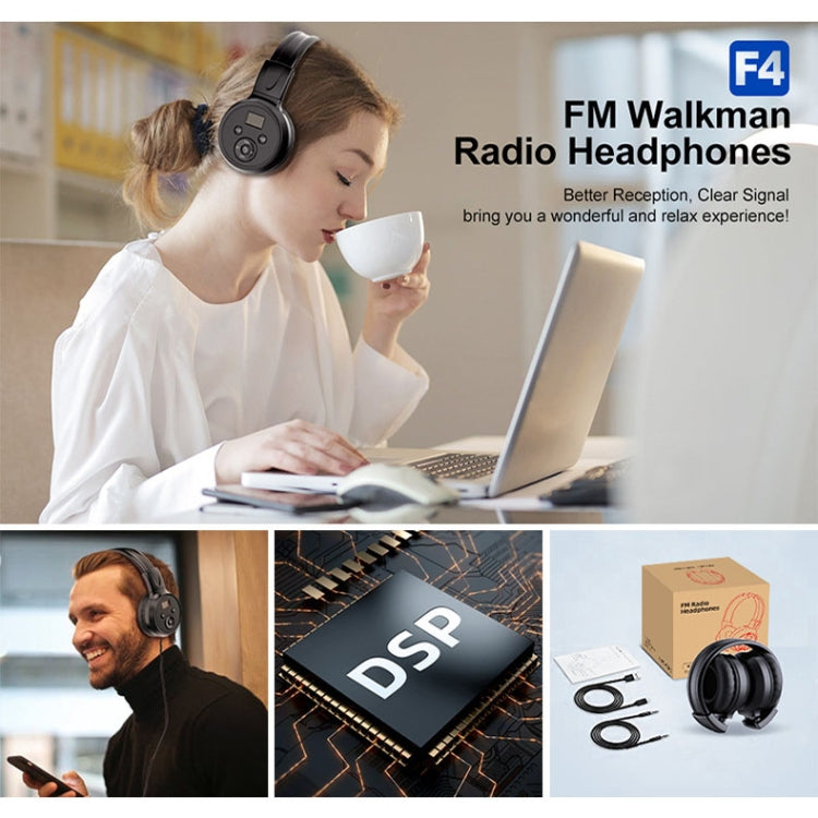 F4 Digital Display Automatic Scanning Foldable FM Radio Headphone, Spec: Charging Version - Radio Player by buy2fix | Online Shopping UK | buy2fix