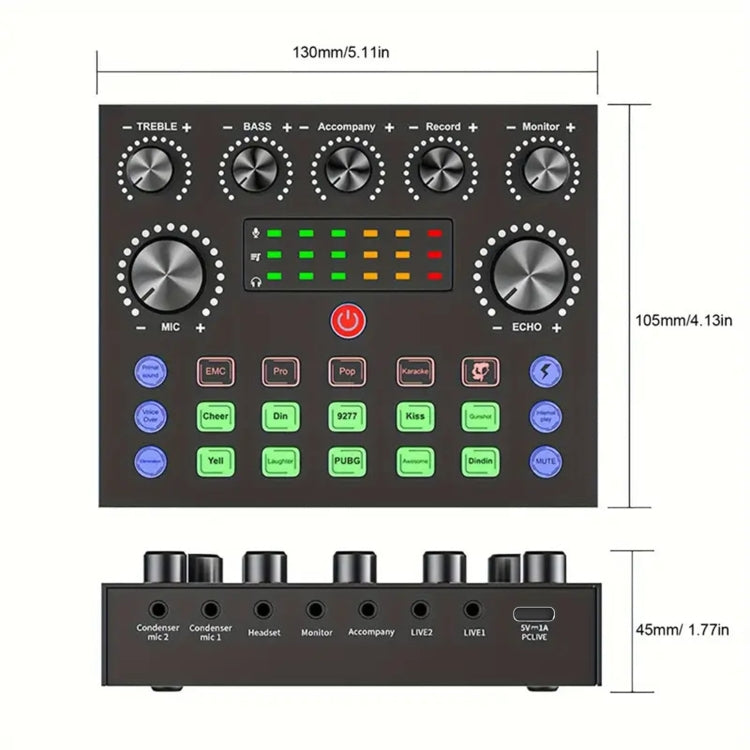 V8S Audio Mixer Live Voice Changer External Sound Card, Color: Black Cantilever Set - Live Sound Effects Processors by buy2fix | Online Shopping UK | buy2fix