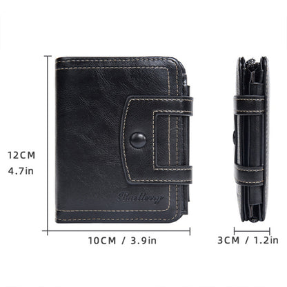 Baellerry D5112 RFID Anti-Theft Multi-Card Slot Buckle Tri-fold Zipper Short Wallet Coin Purse(Black) - Antimagnetic RFID Package by Baellerry | Online Shopping UK | buy2fix