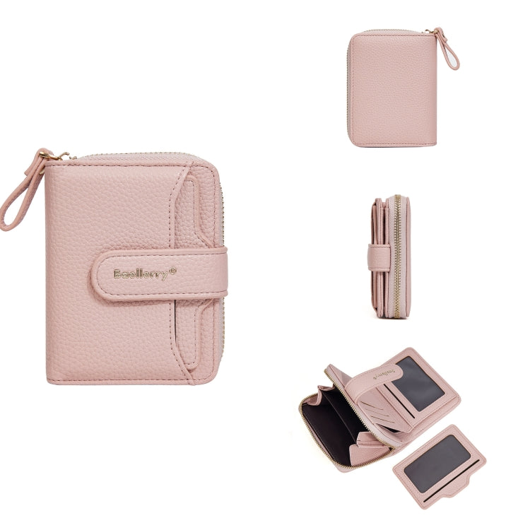 Baellerry N1915 Lychee Pattern Multi-card Slot Zipper Women Short Wallet(Light Pink) - Wallets by Baellerry | Online Shopping UK | buy2fix