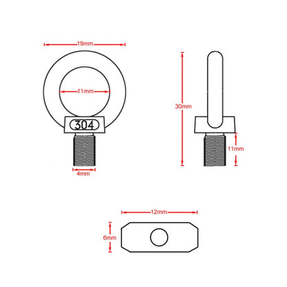 RV Sunshade 304 Stainless Steel Slide Rail Ring, Specifications: 2pcs M4 Ring + Cylinder + Silver Climbing Buckle - Marine Accessories & Parts by buy2fix | Online Shopping UK | buy2fix