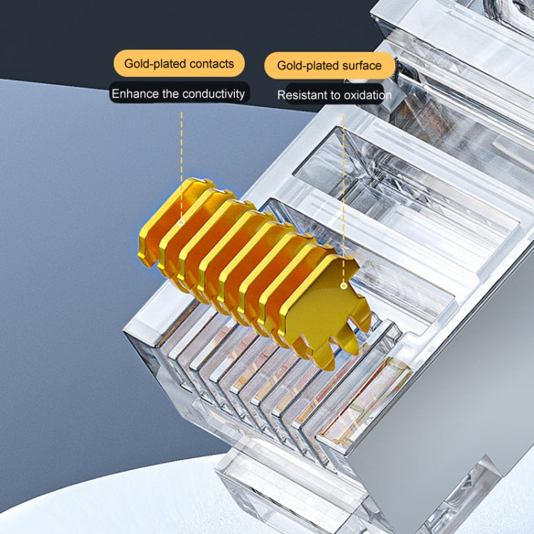 1U 100pcs / Can JINGHUA S688 Gigabit Transport Cabling Extruded Super Cat6 Dual Shield RJ45 8P8C Connector - Lan Cable and Tools by JINGHUA | Online Shopping UK | buy2fix