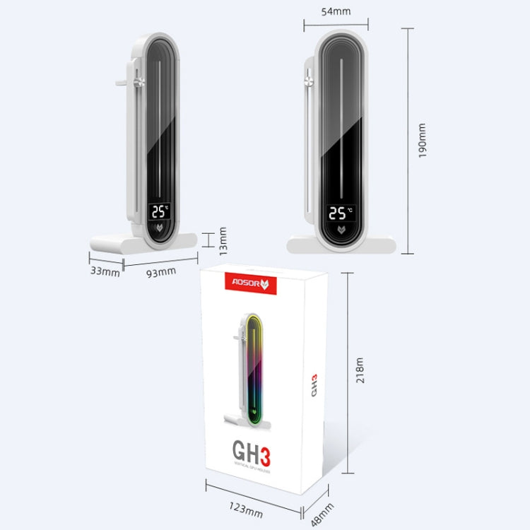 COOLMOON GH3 Computer ARGB Vertical Adjustable Lens Graphics Card Holder, Style: No Temperature Display White - Caddies & Enclosures by COOLMOON | Online Shopping UK | buy2fix