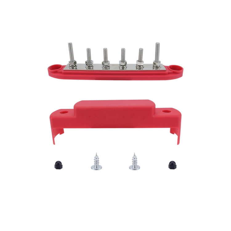 M6 RV Yacht High Current 6-column 250A Base Busbar, Color: Red - Fuse by buy2fix | Online Shopping UK | buy2fix