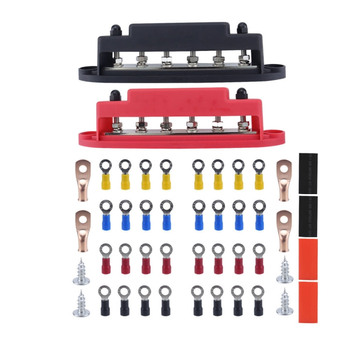 M6 RV Yacht High Current 6-column 250A Base Busbar, Color: Red + Black with Accessories - Fuse by buy2fix | Online Shopping UK | buy2fix