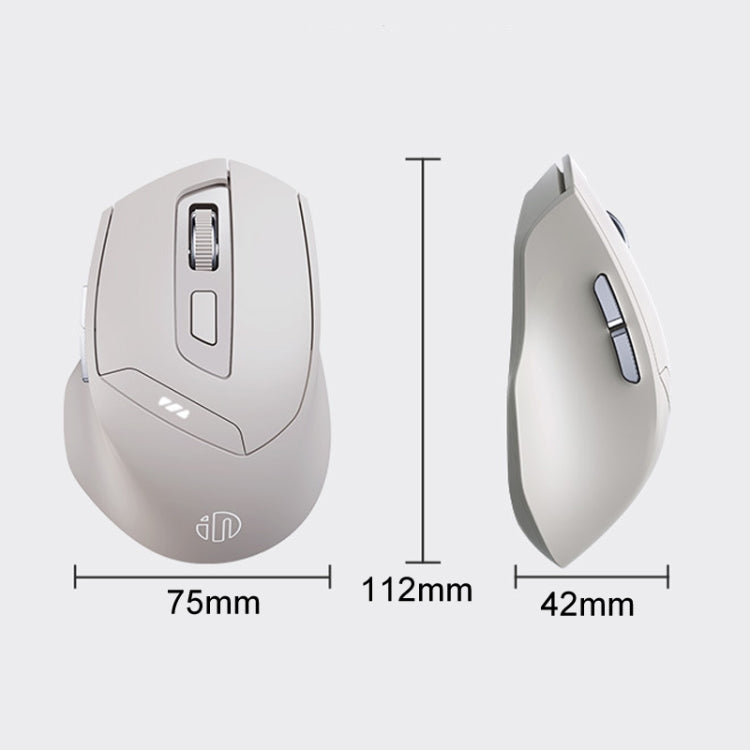 Inphic DR6 2.4G Wireless + Bluetooth 5.0/4.0 Tri-mode Charging Mute Office Gaming Computer Mouse(White Apricot) - Wireless Mice by Inphic | Online Shopping UK | buy2fix