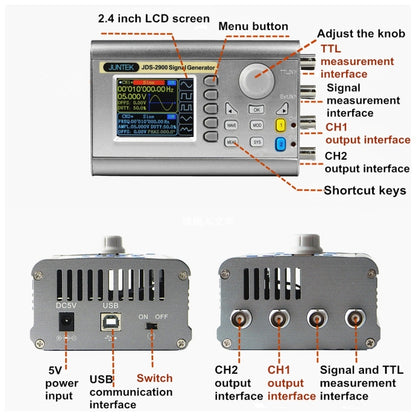 JUNTEK Programmable Dual-Channel DDS Function Arbitrary Waveform Signal Generator, Frequency: 60MHz(EU Plug) - Other Tester Tool by buy2fix | Online Shopping UK | buy2fix