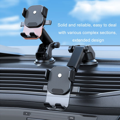 Car Suction Cup Dashboard Automatic Lock Mobile Phone Holder, Style: Black Telescopic - Car Holders by buy2fix | Online Shopping UK | buy2fix