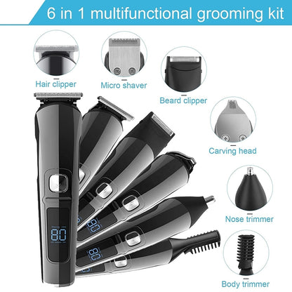 6 in 1 Men Waterproof Electric Hair Trimmer Kit Nose Trimmer, Mustache Trimmer Body Shaver 8788 - Hair Trimmer by buy2fix | Online Shopping UK | buy2fix