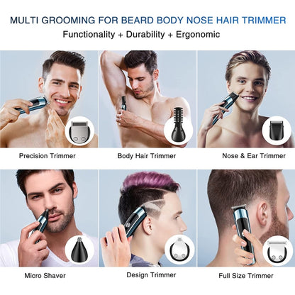 6 in 1 Men Waterproof Electric Hair Trimmer Kit Nose Trimmer, Mustache Trimmer Body Shaver 8688 - Hair Trimmer by buy2fix | Online Shopping UK | buy2fix