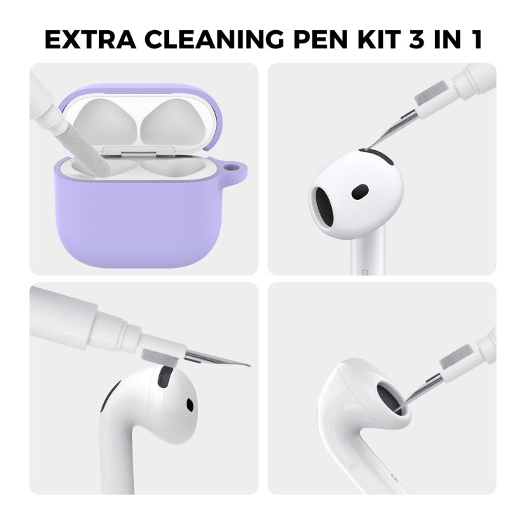 For Airpods 4 AhaStyle WG163 Earphone Drop-Proof Dust-Proof Silicone Protective Case With Cleanning Pen(White) - For AirPods 4 by AhaStyle | Online Shopping UK | buy2fix