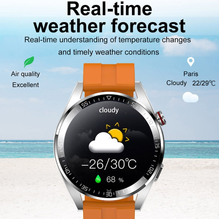 1.43 inch AMOLED Screen Smartwatch Heart Rate Blood Pressure Monitoring Bluetooth Talking Sports Watch, Color: Silver Leather Strap - Smart Watches by buy2fix | Online Shopping UK | buy2fix