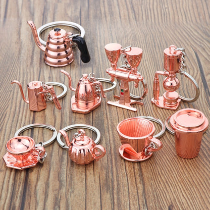 Mini Metal Keychain Coffee Utensils Decorative Pendant, Style: Coffee Cup Rose Gold - Key Rings by buy2fix | Online Shopping UK | buy2fix