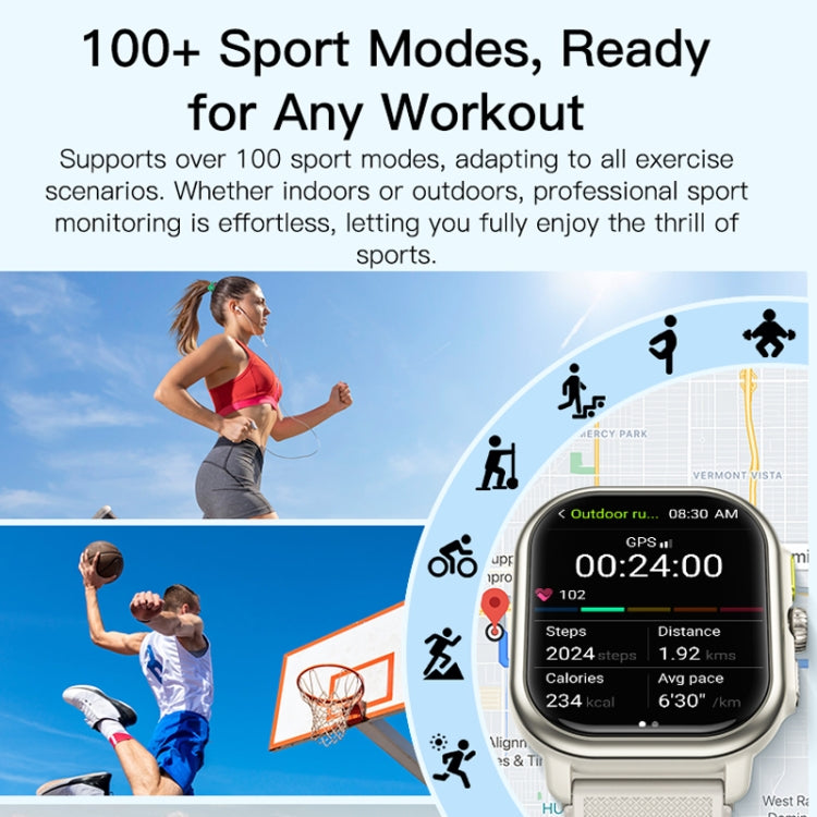 Sports Smart Watch 2.06 Inch Ultra HD AMOLED Screen Bluetooth Talking Watch(Black) - Smart Watches by buy2fix | Online Shopping UK | buy2fix