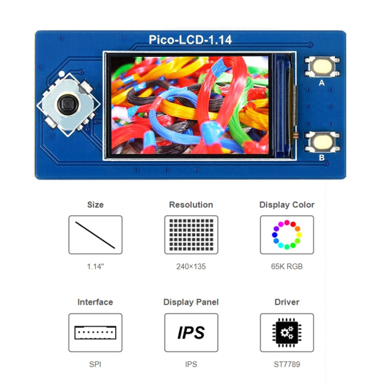 Waveshare 19340 For Raspberry Pi Pico 1.14inch 65K Colors LCD Display Module - LCD & LED Display Module by Waveshare | Online Shopping UK | buy2fix