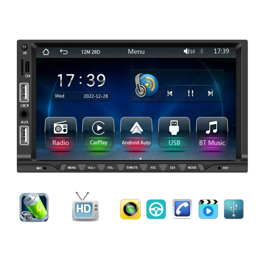 7-inch Double Din Car MP5 Player Support CarPlay/Android Auto/Mirror Link/Bluetooth Standard Edition - Car MP3 & MP4 & MP5 by buy2fix | Online Shopping UK | buy2fix