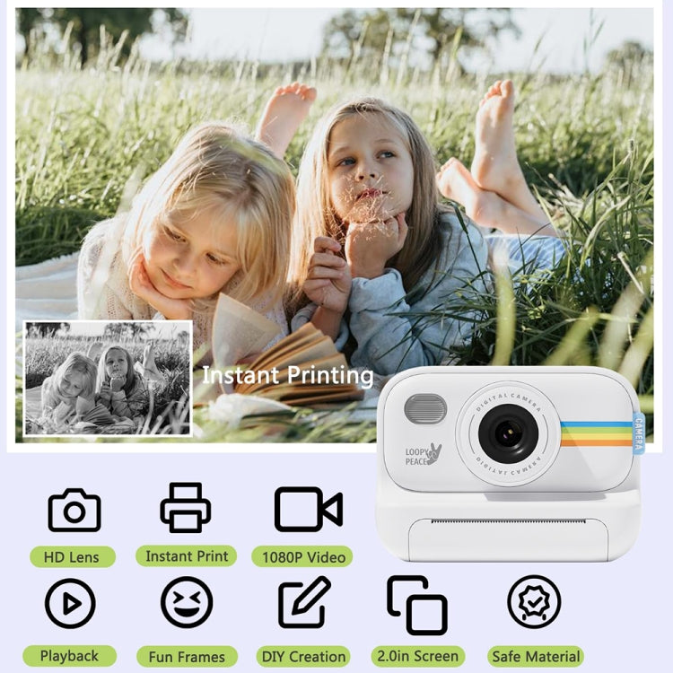 2.0-Inch LED Flash 1080P HD Recording Photo Printing Camera With 3-Rolls Paper, Color: Black - Children Cameras by buy2fix | Online Shopping UK | buy2fix