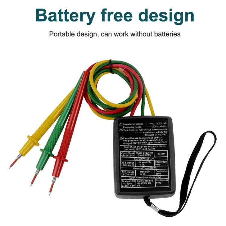 SP8030 3 Phase Alternating Current Phase Meter Phase Detector Rotation Tester Indicator Digital Phase-Order Indicator - Digital Multimeter by buy2fix | Online Shopping UK | buy2fix