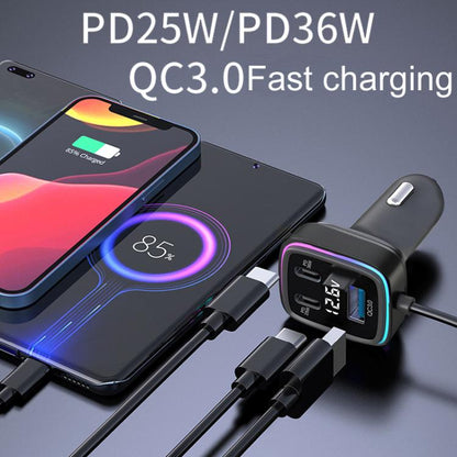 GE01 Powerful Output Colorful Ambient Lights Car Quick Charger - Car Charger by buy2fix | Online Shopping UK | buy2fix