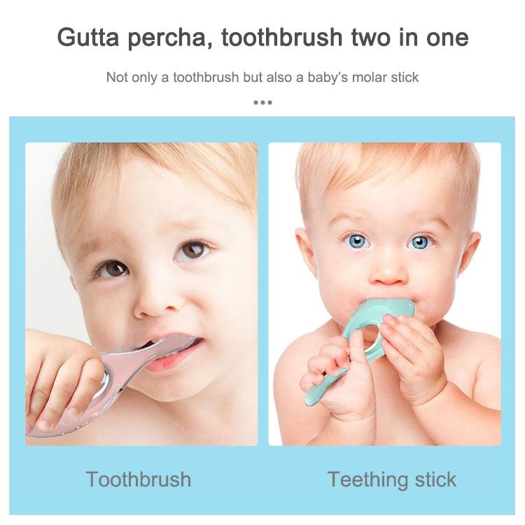 2-in-1 Baby Silicone Toothbrush Creative Baby Soft Hair Short Handle Short Neck Protector(Blue) - Baby Care by buy2fix | Online Shopping UK | buy2fix