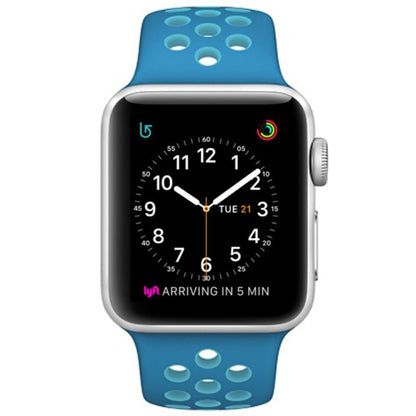 For Apple Watch Series 7 41mm / 6 & SE & 5 & 4 40mm / 3 & 2 & 1 38mm Fashionable Classical Silicone Sport Watch Band(Blue) - Watch Bands by buy2fix | Online Shopping UK | buy2fix