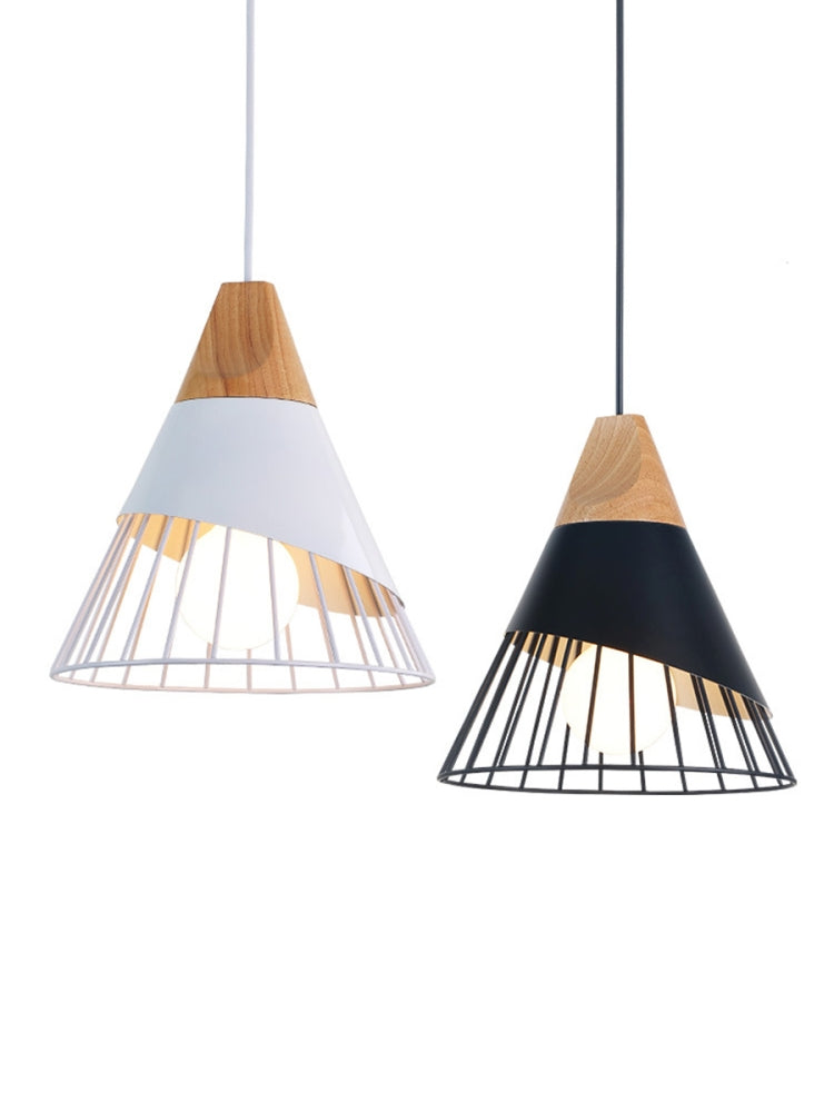 E27 Modern Lighting Iron Solid Wood Pendant Light Hanging Lamp (Black) - Celling Lights & Chandeliers by YWXLight | Online Shopping UK | buy2fix