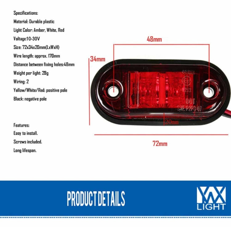 10-30V Oval Clearing Truck Trailer Side Marker Light (Red) - Clearance Lights by YWXLight | Online Shopping UK | buy2fix