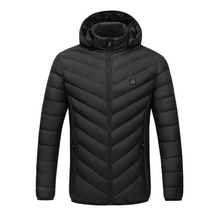 USB Heated Smart Constant Temperature Hooded Warm Coat for Men and Women (Color:Black Size:S) - Down Jackets by buy2fix | Online Shopping UK | buy2fix