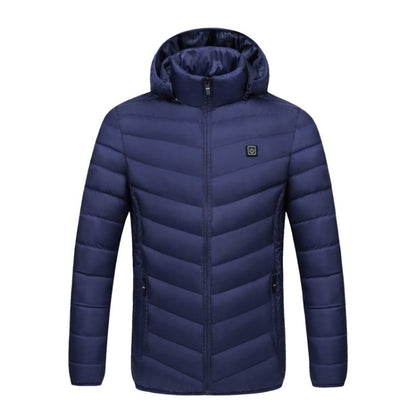 USB Heated Smart Constant Temperature Hooded Warm Coat for Men and Women (Color:Dark Blue Size:XXXL) - Down Jackets by buy2fix | Online Shopping UK | buy2fix