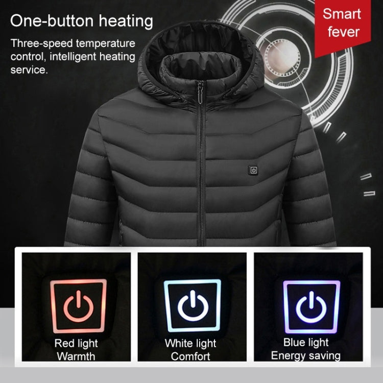 USB Heated Smart Constant Temperature Hooded Warm Coat for Men and Women (Color:Red Size:XXXXL) - Down Jackets by buy2fix | Online Shopping UK | buy2fix