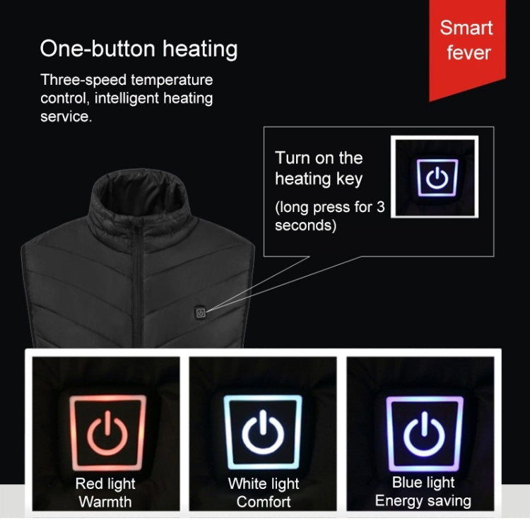 USB Security Smart Constant Temperature Fever Men Stand Collar Cotton Vest (Color:Black Size:L) - Down Jackets by buy2fix | Online Shopping UK | buy2fix